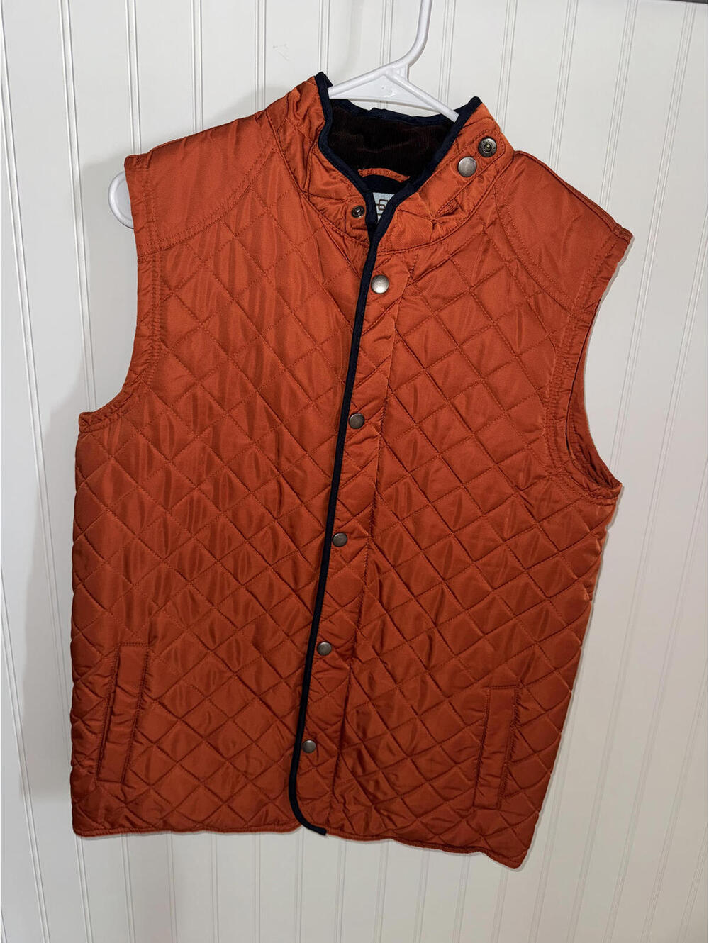 Class Club Quilted Orange Sleeveless Vest Jacket Size L